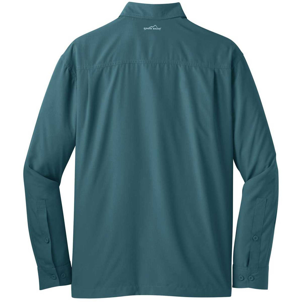 Eddie Bauer Men's Gulf Teal L/S Performance Travel Shirt