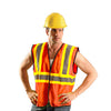 OccuNomix Men's Orange High Visibility Value Mesh Two-Tone Safety Vest