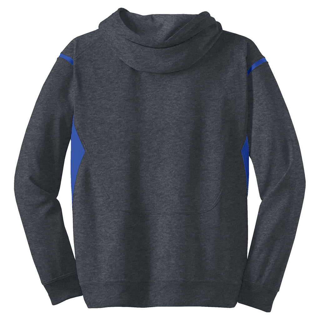 Sport-Tek Men's Graphite Heather/ True Royal Tech Fleece Colorblock Hooded Sweatshirt