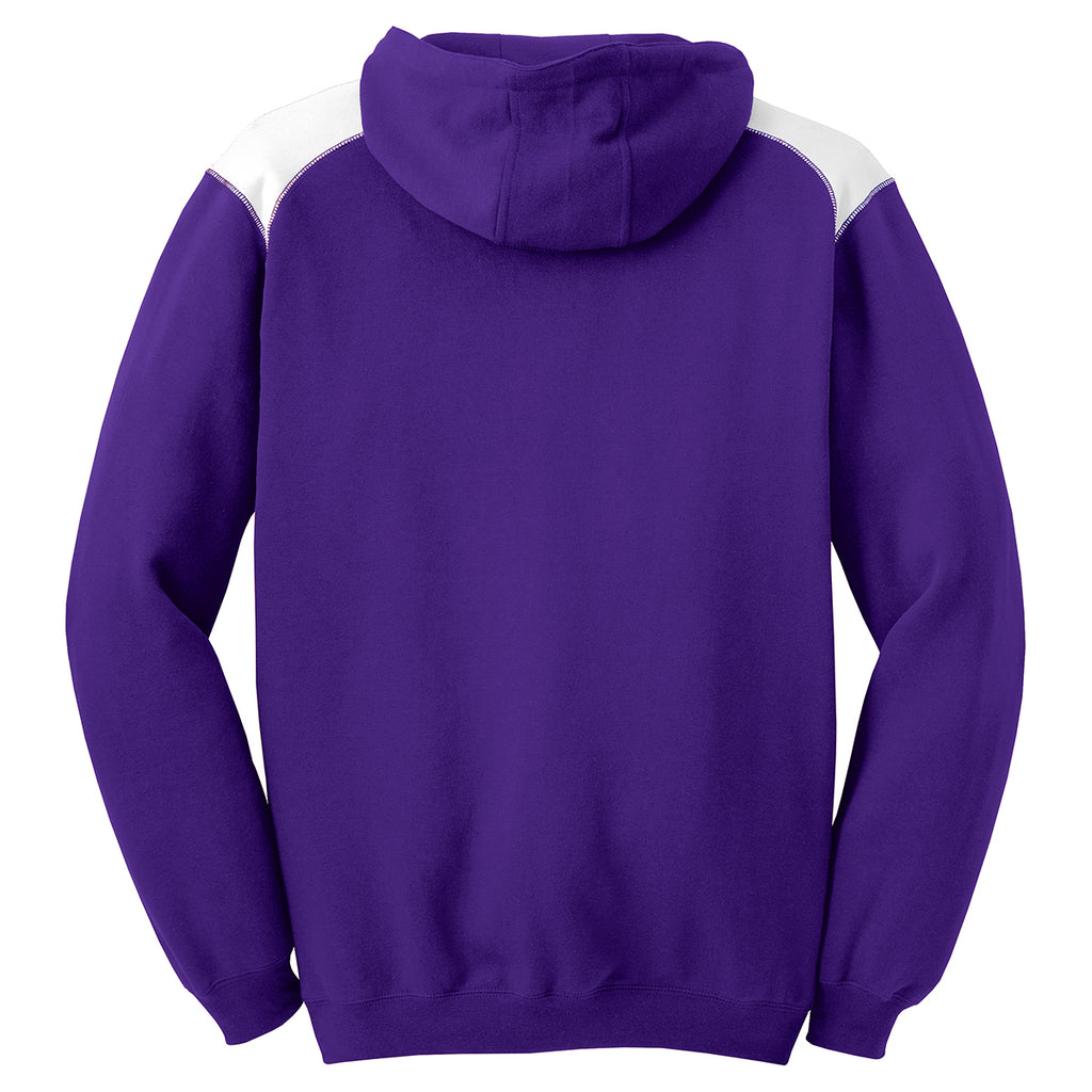 Sport-Tek Men's Purple Pullover Hooded Sweatshirt with Contrast Color