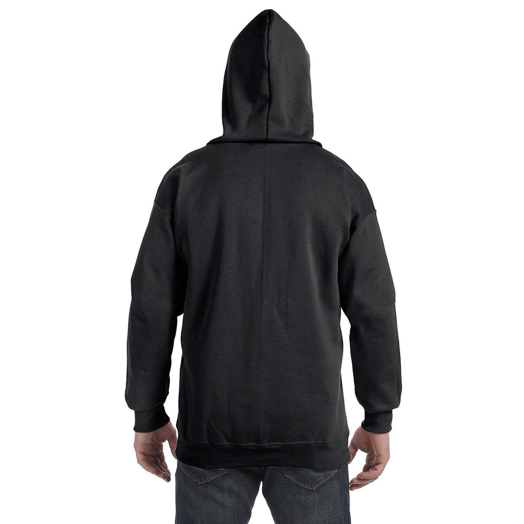 Hanes Men's Black 9.7 oz. Ultimate Cotton 90/10 Full-Zip Hood