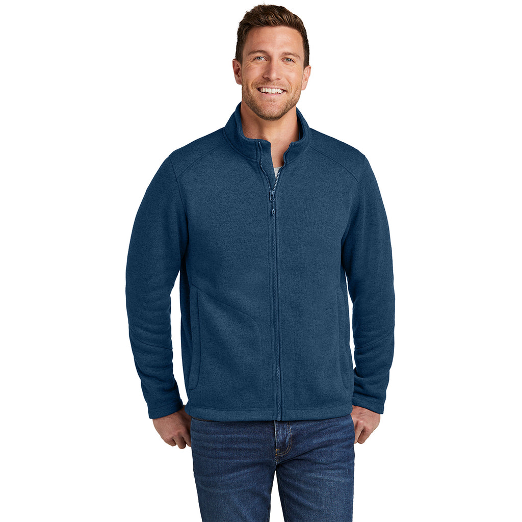 Port Authority Men's Insignia Blue Heather Arc Sweater Fleece Jacket