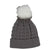 Kate Lord Women's Slate Grey/White Knit Fur Pom Beanie