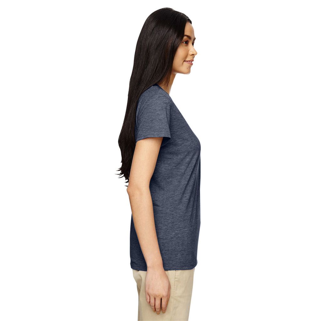 Gildan Women's Heather Navy 5.3 oz. V-Neck T-Shirt