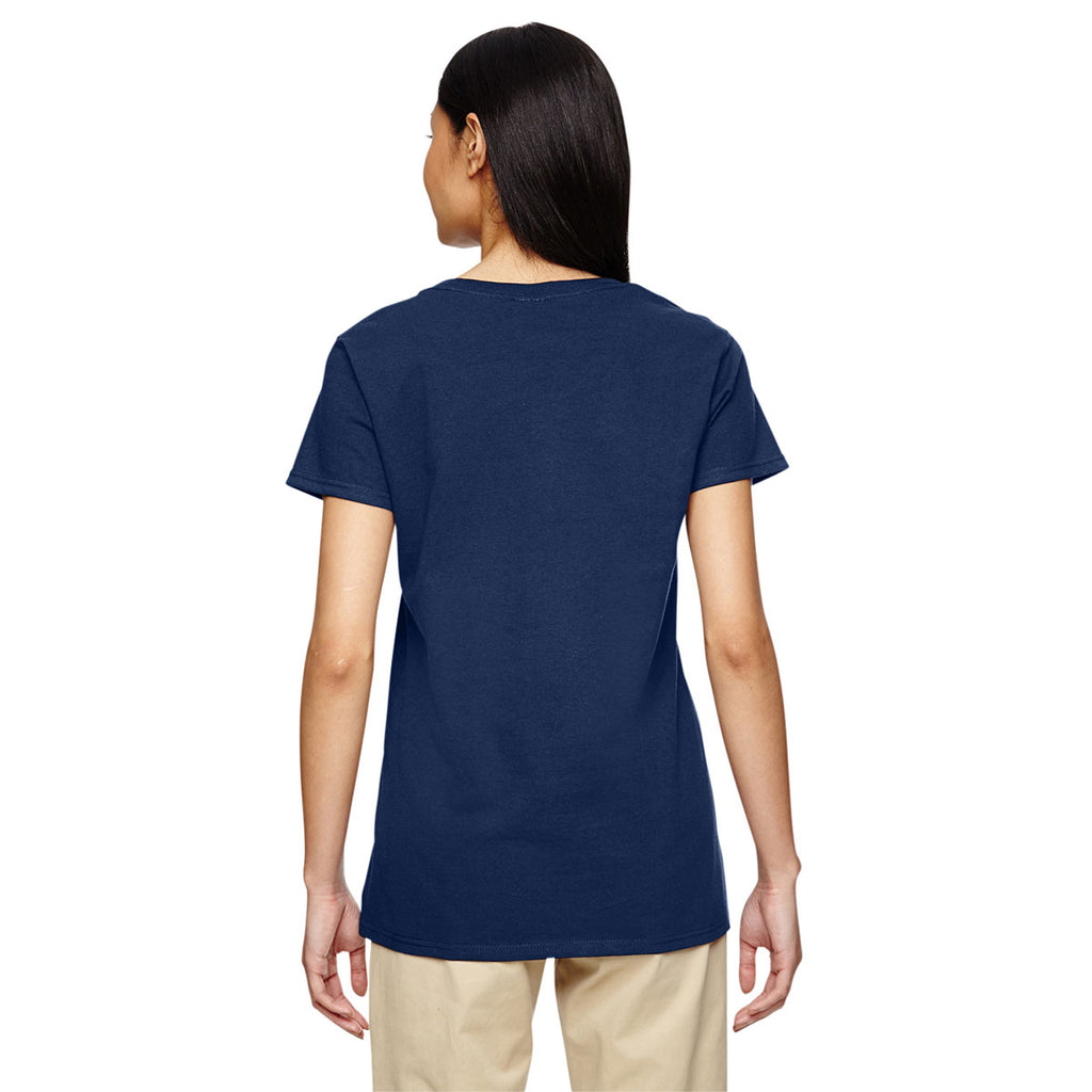 Gildan Women's Navy 5.3 oz. V-Neck T-Shirt