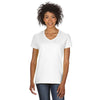 Gildan Women's White 5.3 oz. V-Neck T-Shirt
