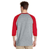 Gildan Unisex Sport Grey/Red 5.3 oz. 3/4-Raglan Sleeve T-Shirt