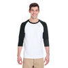 Gildan Unisex White/Black 5.3 oz. 3/4-Raglan Sleeve T-Shirt