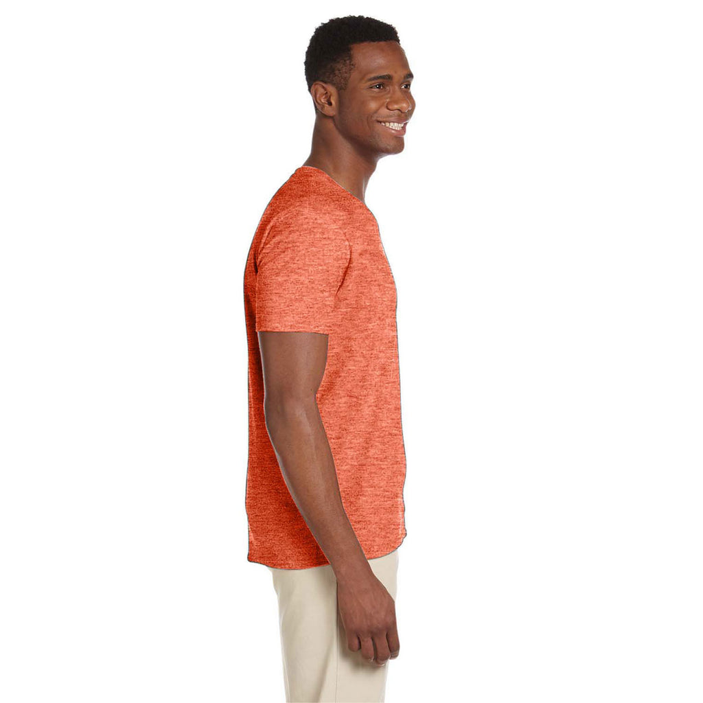 Gildan Men's Heather Orange Softstyle 4.5 oz. V-Neck T-Shirt