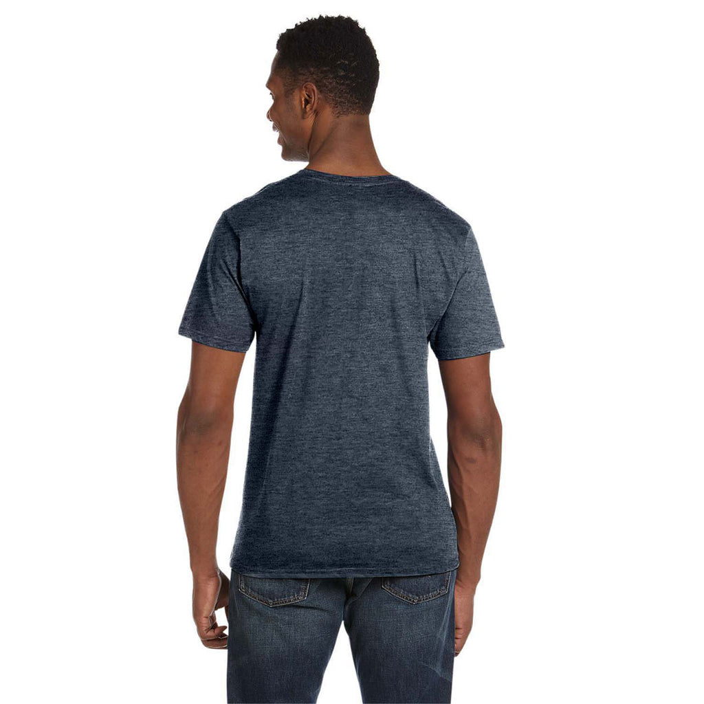 Gildan Men's Heather Navy Softstyle 4.5 oz. V-Neck T-Shirt