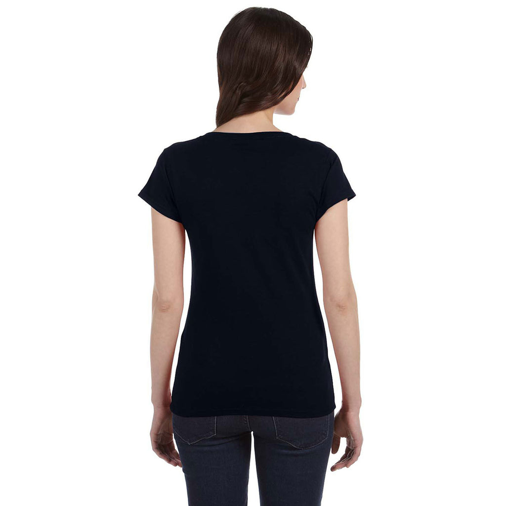 Gildan Women's Black SoftStyle 4.5 oz. Fitted V-Neck T-Shirt