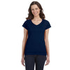 Gildan Women's Navy SoftStyle 4.5 oz. Fitted V-Neck T-Shirt