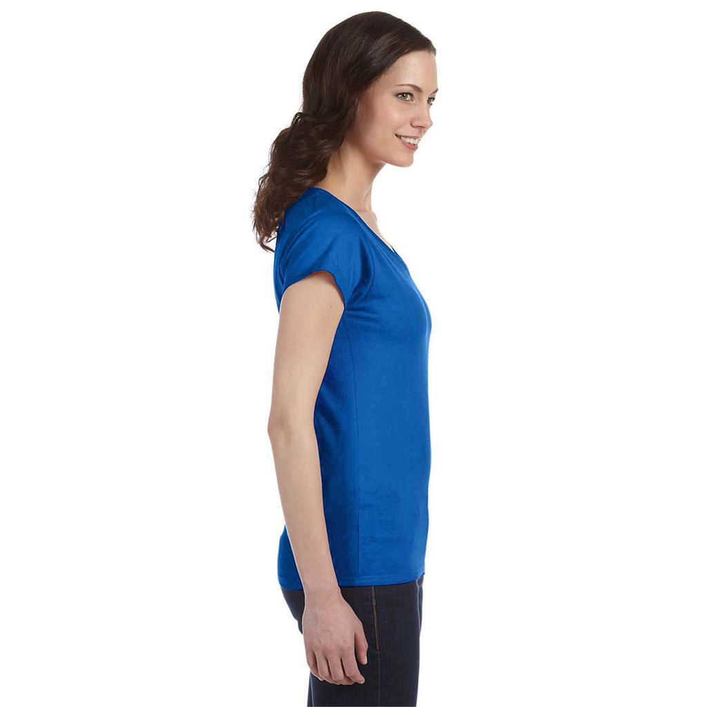 Gildan Women's Royal Blue SoftStyle 4.5 oz. Fitted V-Neck T-Shirt