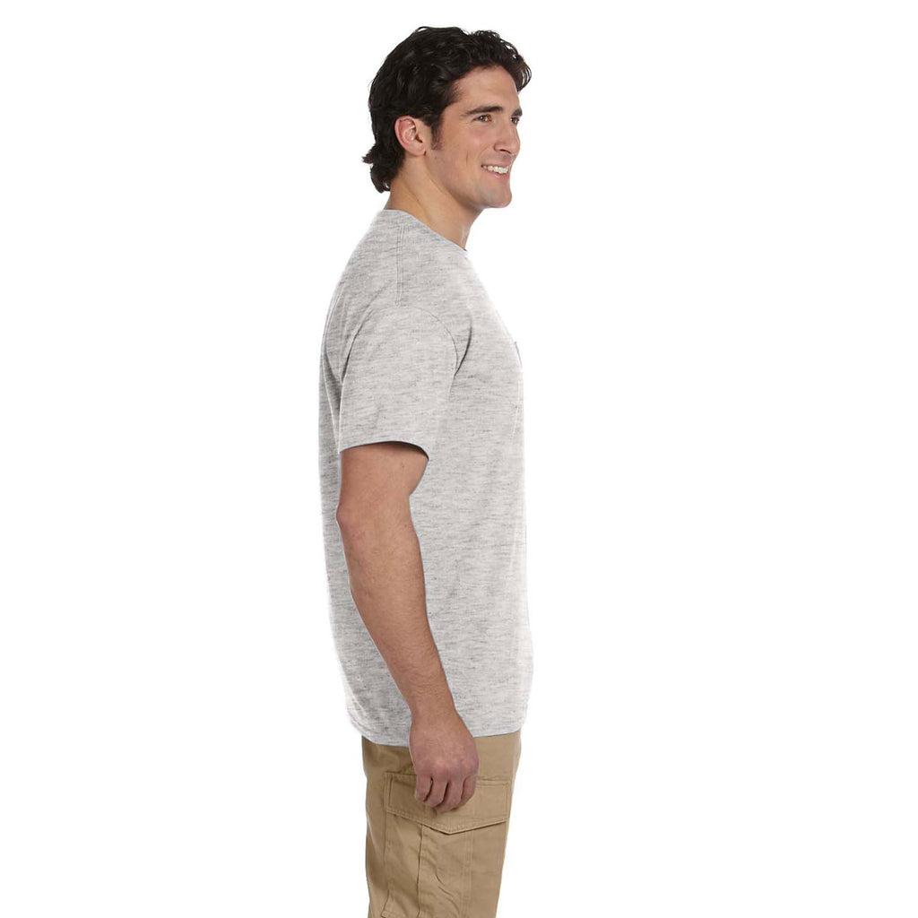 Gildan Unisex Ash Grey 5.5 oz. 50/50 Pocket T-Shirt
