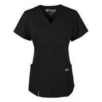 Grey's Anatomy Women's Black Princess Mock Wrap Top