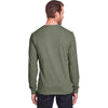 Fruit of the Loom Men's Military Green Heather ICONIC Long Sleeve T-Shirt