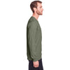 Fruit of the Loom Men's Military Green Heather ICONIC Long Sleeve T-Shirt