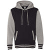 Independent Trading Co. Unisex Black/Gunmetal Heather Varsity Hooded Full-Zip Sweatshirt