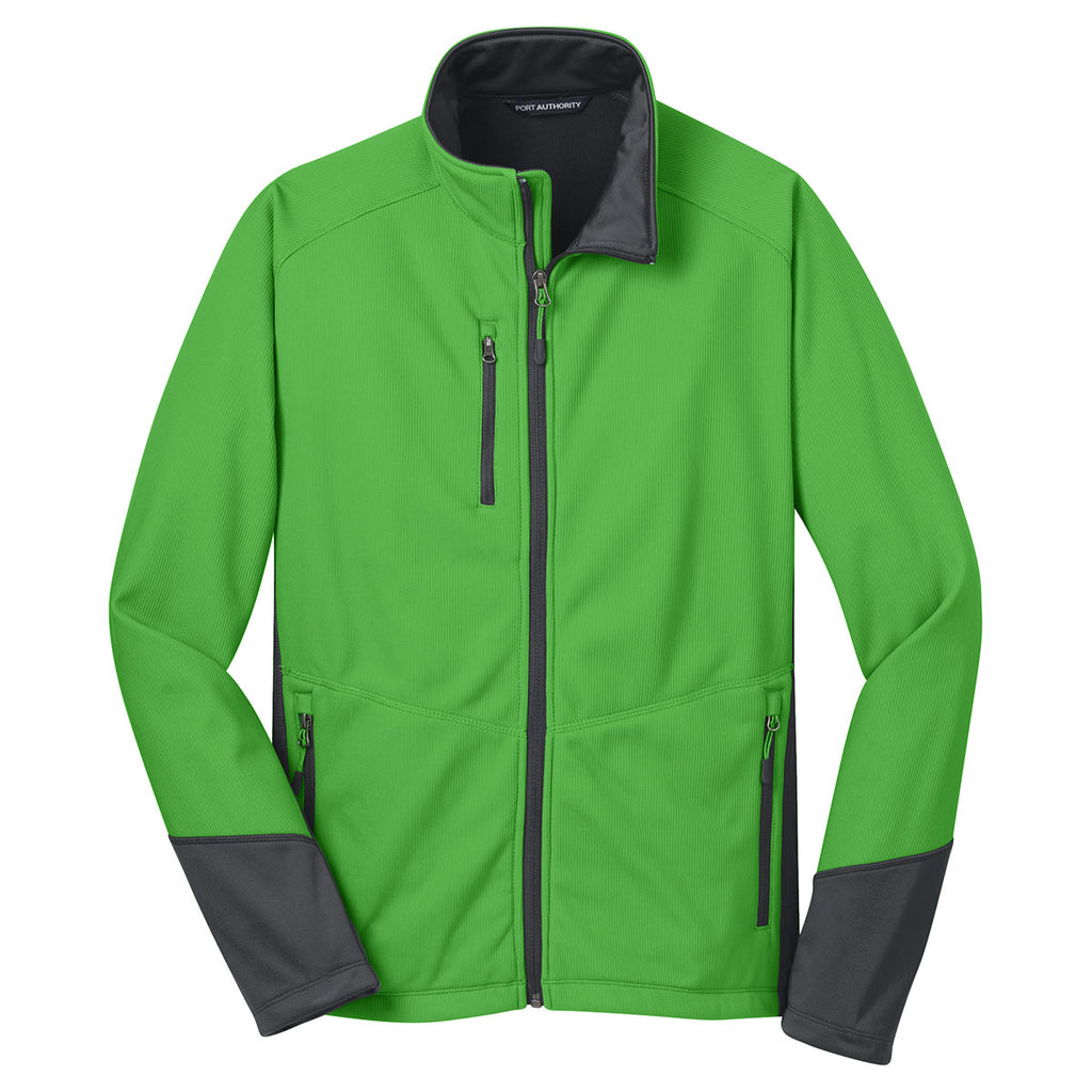 Port Authority Men's Green Grass/Magnet Grey Vertical Soft Shell Jacket