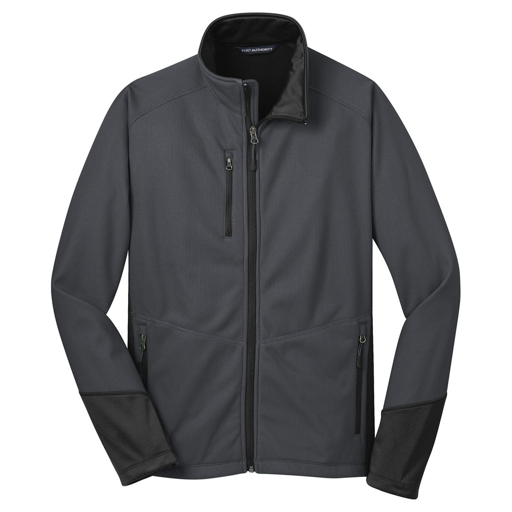 Port Authority Men's Magnet Grey/Black Vertical Soft Shell Jacket