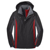 Port Authority Men's Black/ Magnet Grey/ Signal Red Colorblock 3-in-1 Jacket