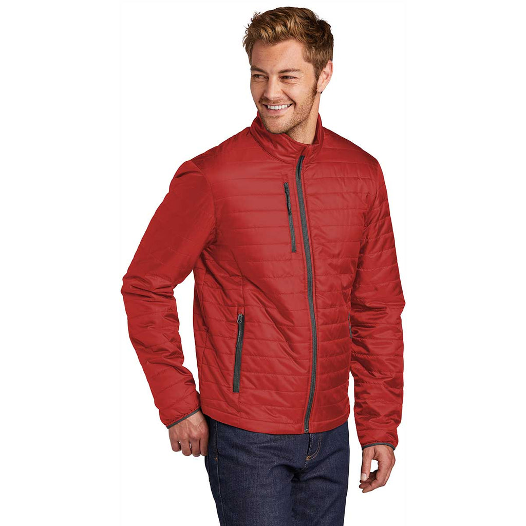 Port Authority Men's Fire Red/ Graphite Packable Puffy Jacket