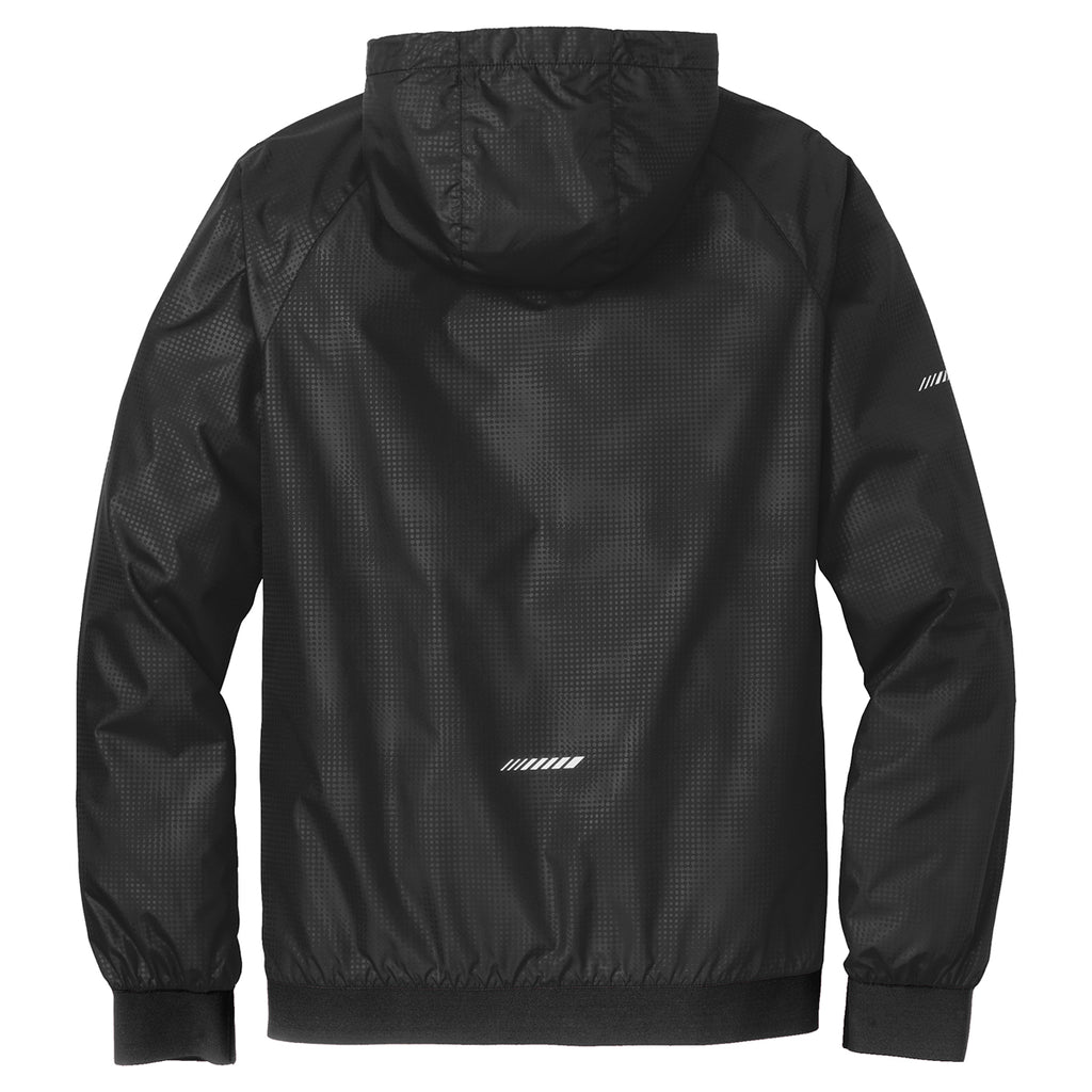 Sport-Tek Men's Black/Black Embossed Hooded Wind Jacket