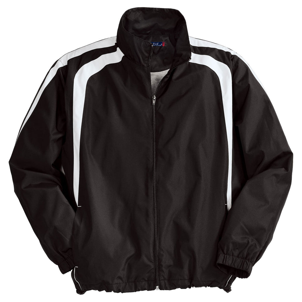 Sport-Tek Men's Black/White Colorblock Raglan Jacket