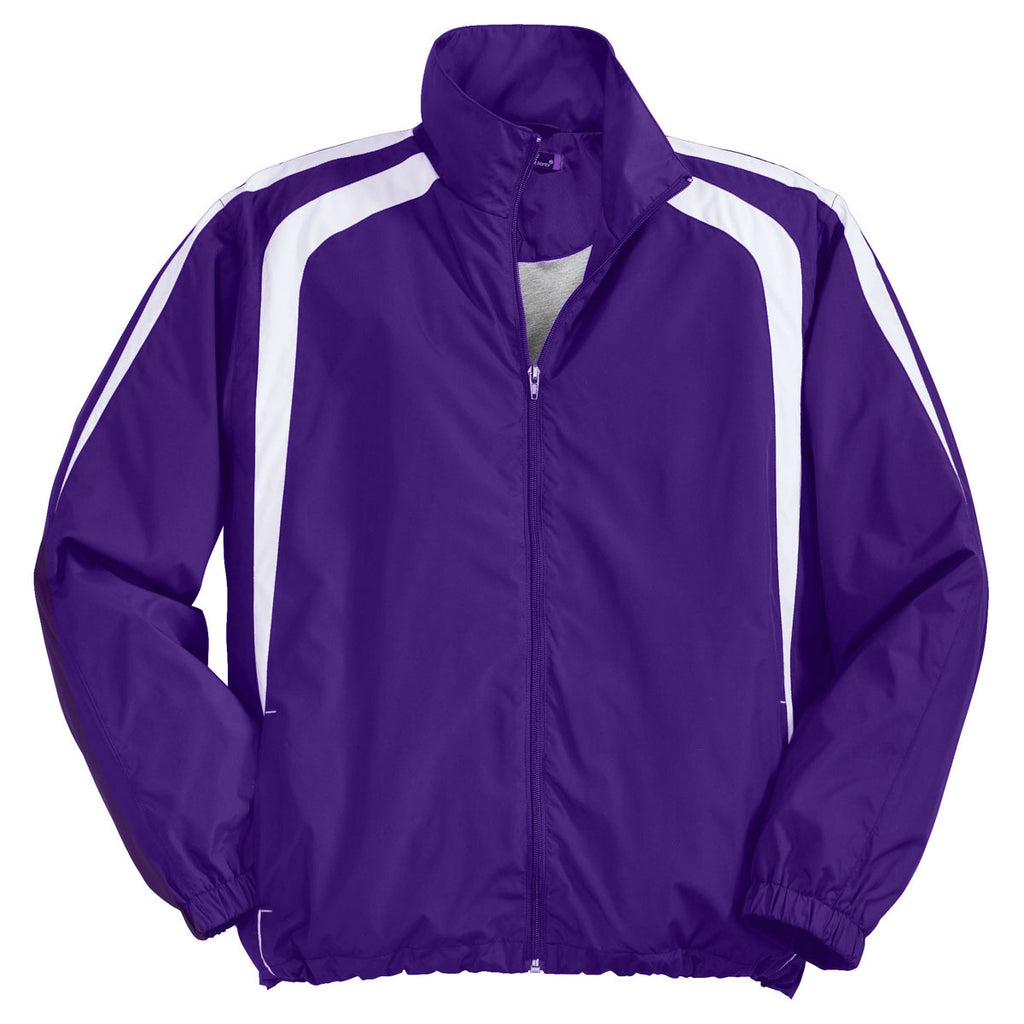 Sport-Tek Men's Purple/White Colorblock Raglan Jacket