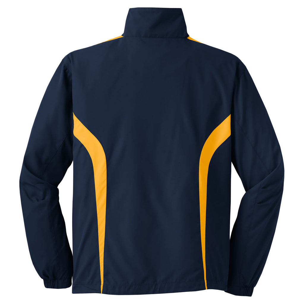 Sport-Tek Men's True Navy/Gold Colorblock Raglan Jacket