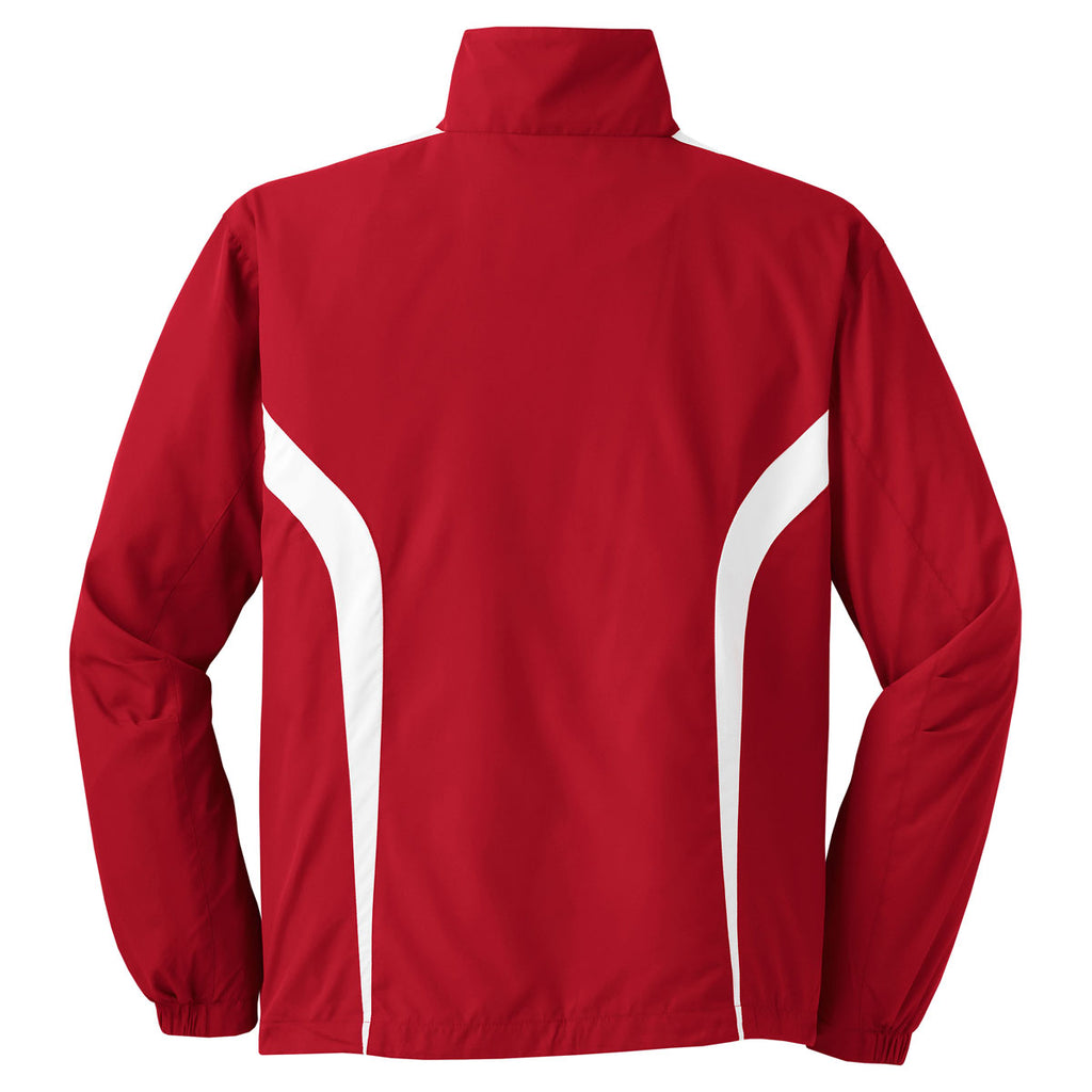 Sport-Tek Men's True Red/White Colorblock Raglan Jacket