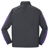Sport-Tek Men's Graphite Grey/Purple/White Piped Colorblock Wind Jacket