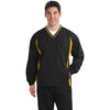 Sport-Tek Men's Black/ Gold Tipped V-Neck Raglan Wind Shirt