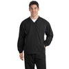 Sport-Tek Men's Black/ Graphite Grey Tipped V-Neck Raglan Wind Shirt