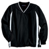 Sport-Tek Men's Black/White Tipped V-Neck Raglan Wind Shirt