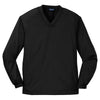 Sport-Tek Men's Black V-Neck Raglan Wind Shirt