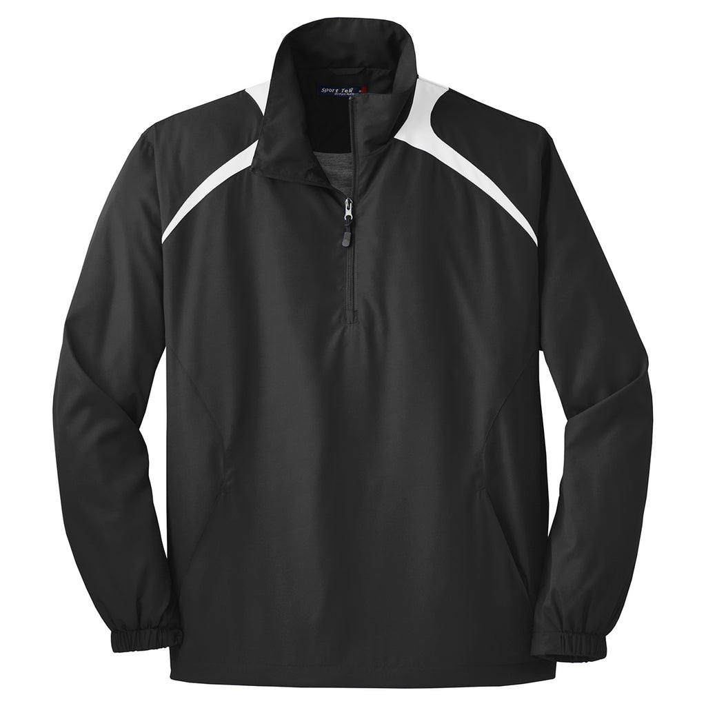 Sport-Tek Men's Black/White 1/2-Zip Wind Shirt