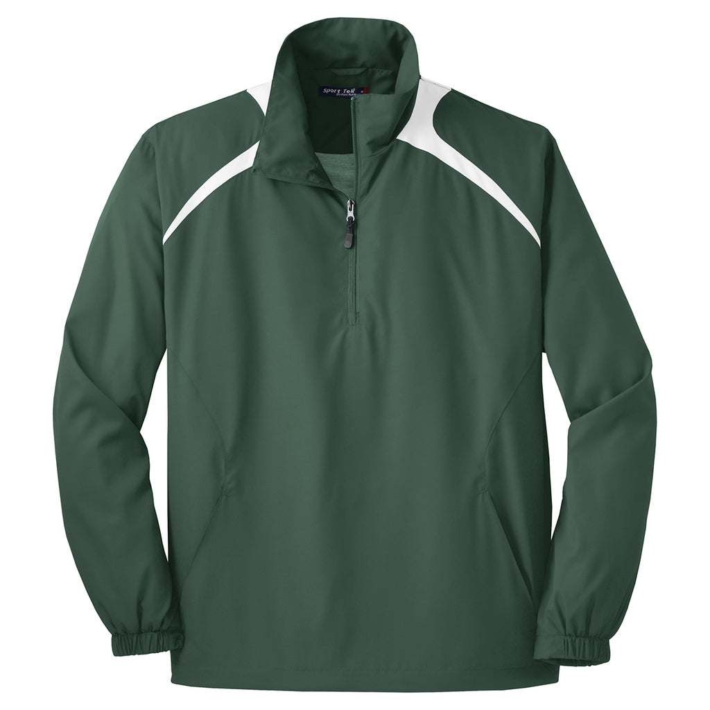 Sport-Tek Men's Forest Green/White 1/2-Zip Wind Shirt