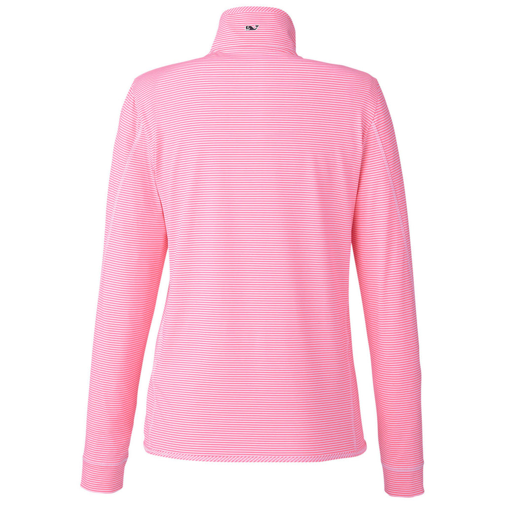 Vineyard Vines Women's Knkout Pink Microstripe Sankaty Half-Zip Pullover
