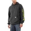 Carhartt Men's Carbon Heather Midweight Signature Sleeve Polo Hooded Sweatshirt