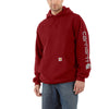 Carhartt Men's Dark Crimson Midweight Signature Sleeve Logo Hooded Sweatshirt