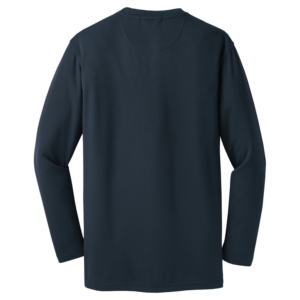 Sport-Tek Men's Navy Dri-Mesh Long Sleeve T-Shirt