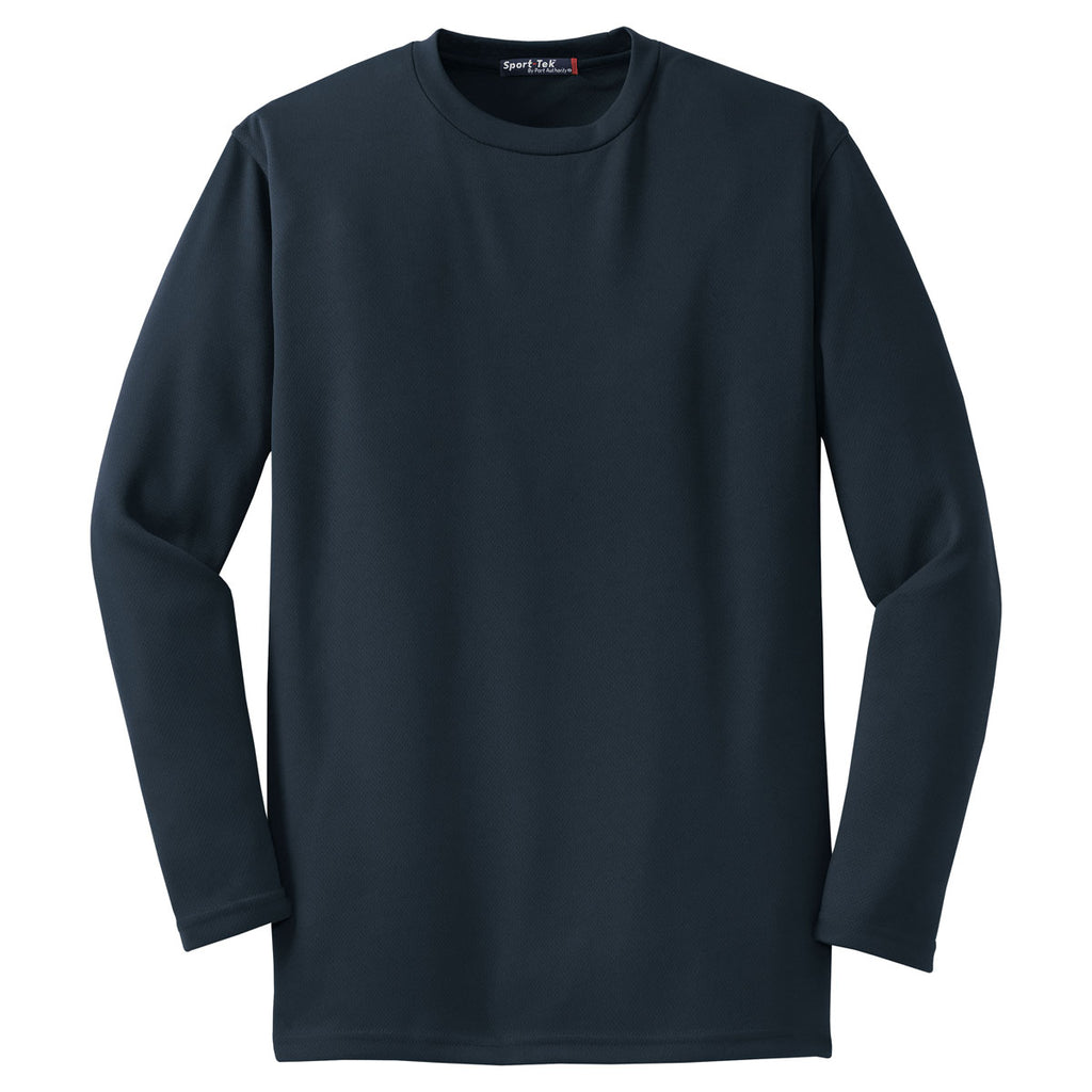Sport-Tek Men's Navy Dri-Mesh Long Sleeve T-Shirt