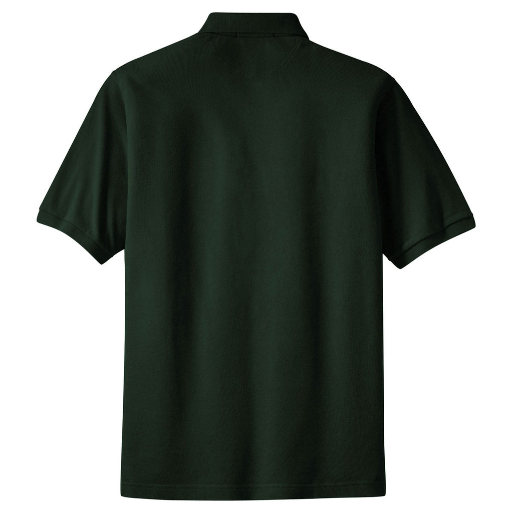 Port Authority Men's Dark Green Pique Knit Polo with Pocket