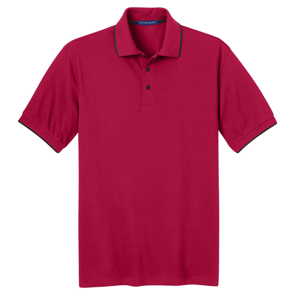 Port Authority Men's Red/Jet Black Rapid Dry Tipped Polo