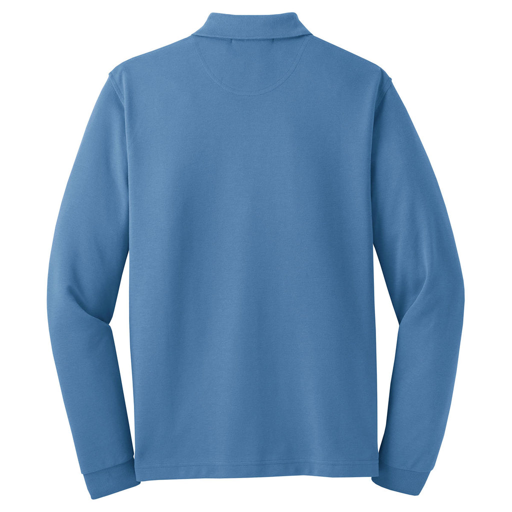 Port Authority Men's Riviera Blue Rapid Dry Long Sleeve Polo