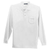 Port Authority Men's White Long Sleeve Silk Touch Polo with Pocket