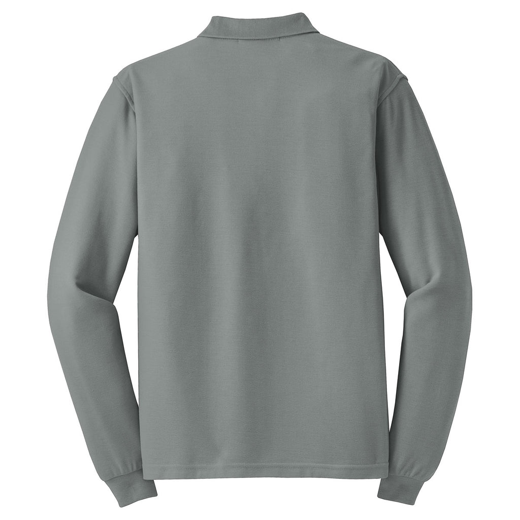 Port Authority Men's Cool Grey Long Sleeve Silk Touch Polo