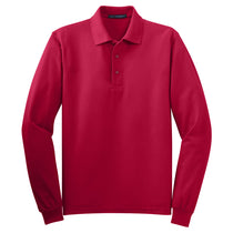 Port Authority Men's Red Long Sleeve Silk Touch Polo