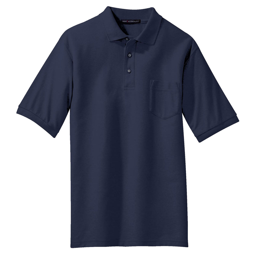 Port Authority Men's Navy Silk Touch Polo with Pocket